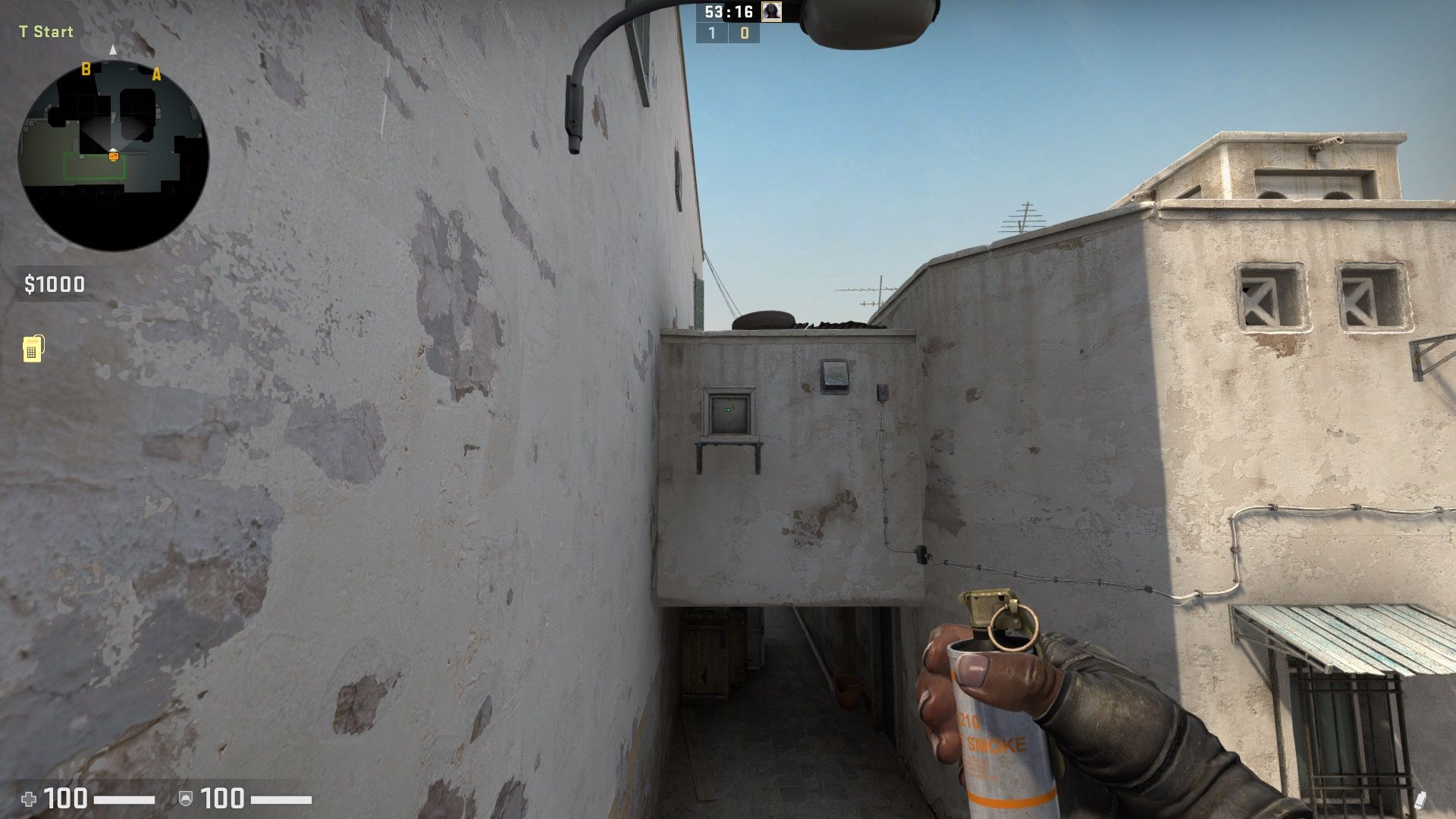 CSGO Dust 2 Mid Attack Smoke Mid Position