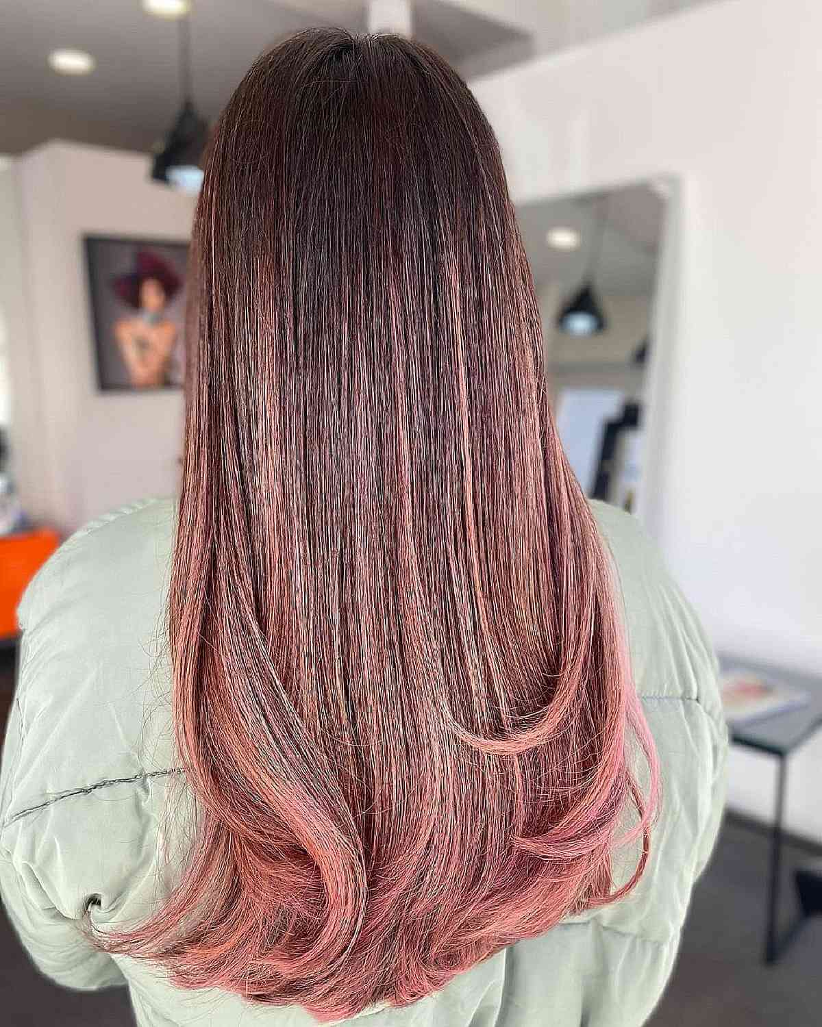 Red Copper Balayage with a Root Melt