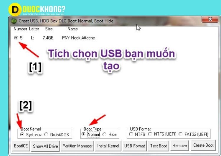 Tích chọn chiếc USB muốn sử dụng